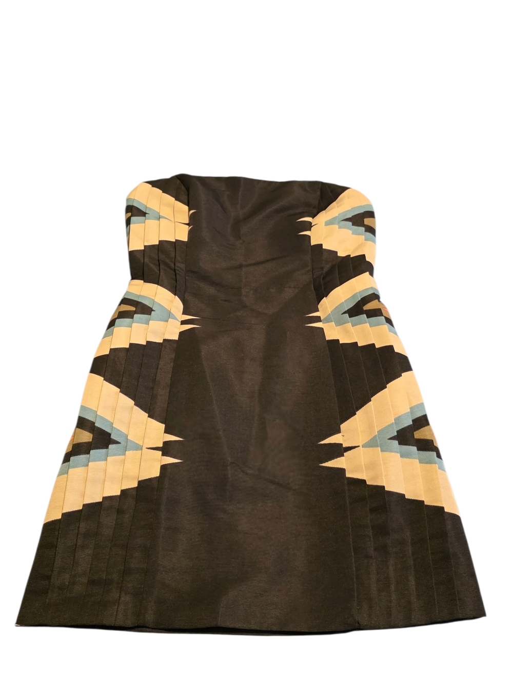 Ecote Urban Outfitters Strapless Pleated Mini Dress Side Southwestern Print Sz S